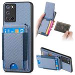 For OPPO A52 / A72 / A92 Carbon Fiber Vertical Flip Wallet Stand Phone Case(Blue)