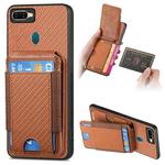 For OPPO A7 / A12 Carbon Fiber Vertical Flip Wallet Stand Phone Case(Brown)