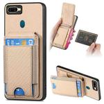 For OPPO A7 / A12 Carbon Fiber Vertical Flip Wallet Stand Phone Case(Khaki)