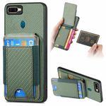 For OPPO A7 / A12 Carbon Fiber Vertical Flip Wallet Stand Phone Case(Green)