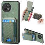 For vivo S18e Carbon Fiber Vertical Flip Wallet Stand Phone Case(Green)