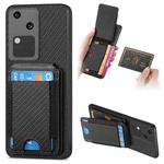 For vivo S18 Carbon Fiber Vertical Flip Wallet Stand Phone Case(Black)