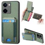 For vivo Y100i Carbon Fiber Vertical Flip Wallet Stand Phone Case(Green)