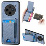For vivo X100 Pro 5G Carbon Fiber Vertical Flip Wallet Stand Phone Case(Blue)