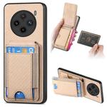 For vivo X100 Pro 5G Carbon Fiber Vertical Flip Wallet Stand Phone Case(Khaki)