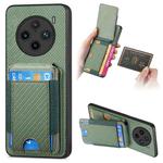 For vivo X100 5G Carbon Fiber Vertical Flip Wallet Stand Phone Case(Green)