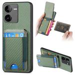 For vivo iQOO Z8X Carbon Fiber Vertical Flip Wallet Stand Phone Case(Green)