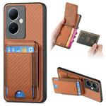 For Vivo Y35M+ Carbon Fiber Vertical Flip Wallet Stand Phone Case(Brown)