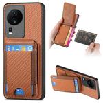 For vivo iQOO Neo 7 SE Carbon Fiber Vertical Flip Wallet Stand Phone Case(Brown)