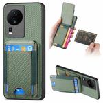 For vivo iQOO Neo 7 SE Carbon Fiber Vertical Flip Wallet Stand Phone Case(Green)