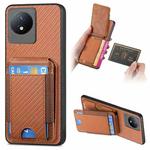 For vivo Y02 Carbon Fiber Vertical Flip Wallet Stand Phone Case(Brown)
