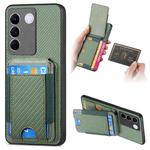 For vivo S16 / V27 Carbon Fiber Vertical Flip Wallet Stand Phone Case(Green)