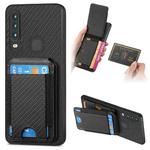 For vivo Y12 / Y15 / Y17 / Y3 Carbon Fiber Vertical Flip Wallet Stand Phone Case(Black)