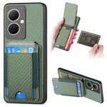 for vivo V29 Lite/Y78+ Carbon Fiber Vertical Flip Wallet Stand Phone Case(Green)