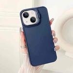 For iPhone 15 Lens Frame Holder Shockproof Phone Case(Blue)
