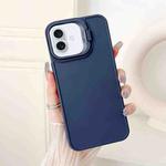 For iPhone 16 Plus Lens Frame Holder Shockproof Phone Case(Blue)