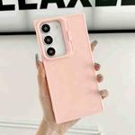 For Samsung Galaxy S23+ 5G Lens Frame Holder Shockproof Phone Case(Pink)