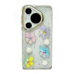 For Huawei P60 / 60 Pro Electroplated Frame 3D Strawberry Flower  TPU Phone Case(Colorful Flowers)