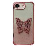 For iPhone 16e Electroplated Glitter 3D Butterfly Four-corner Shockproof TPU Phone Case(Gradient Pink)