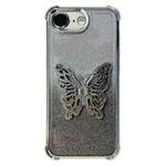 For iPhone 16e Electroplated Glitter 3D Butterfly Four-corner Shockproof TPU Phone Case(Gradient Silver)