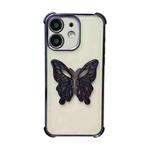 For iPhone 12 Electrpolated 3D Butterfly Holder TPU Phone Case(Purple)