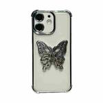 For iPhone 12 Electrpolated 3D Butterfly Holder TPU Phone Case(Silver)