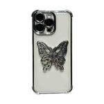 For iPhone 7 / 8 / SE 2022 Electrpolated 3D Butterfly Holder TPU Phone Case(Silver)