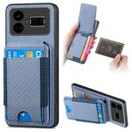 For Realme GT5 Carbon Fiber Vertical Flip Wallet Stand Phone Case(Blue)