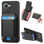 For Realme C30S Carbon Fiber Vertical Flip Wallet Stand Phone Case(Black)