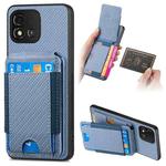 For Realme C11 2021 Carbon Fiber Vertical Flip Wallet Stand Phone Case(Blue)