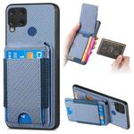 For Realme C15 Carbon Fiber Vertical Flip Wallet Stand Phone Case(Blue)