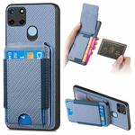 For Realme C21Y Carbon Fiber Vertical Flip Wallet Stand Phone Case(Blue)