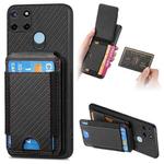 For Realme C21Y Carbon Fiber Vertical Flip Wallet Stand Phone Case(Black)