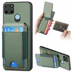 For Realme C21Y Carbon Fiber Vertical Flip Wallet Stand Phone Case(Green)