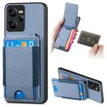 For Realme C35 Carbon Fiber Vertical Flip Wallet Stand Phone Case(Blue)