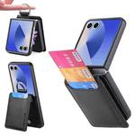 For Samsung Galaxy Z Flip7 5G Litchi Texture Leather Ring Wallet Phone Case(Black)