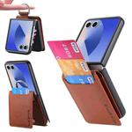For Samsung Galaxy Z Flip7 5G Litchi Texture Leather Ring Wallet Phone Case(Brown)
