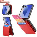 For Samsung Galaxy Z Flip7 5G Litchi Texture Leather Ring Wallet Phone Case(Red)