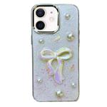 For iPhone  12 3D Bow Pearl Love Flower TPU Phone Case(Pearl Bow)