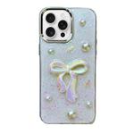 For iPhone 16 Pro Max 3D Bow Pearl Love Flower TPU Phone Case(Pearl Bow)