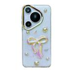 For Huawei P50 Pro 3D Bow Pearl Love Flower TPU Phone Case(Pearl Bow)