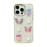 For iPhone 15 3D Colorful Crystal Butterfly TPU Phone Case(Butterful Flowers)