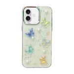 For iPhone 16 3D Colorful Crystal Butterfly TPU Phone Case(Butterfly Pearl)