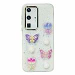 For Huawei P40 Pro 3D Colorful Crystal Butterfly TPU Phone Case(Buterfly Flowers)
