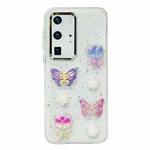 For Huawei P40 3D Colorful Crystal Butterfly TPU Phone Case(Buterfly Flowers)