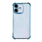 For iPhone 16 Electrpolated Space Four-corner Shockproof TPU Phone Case(Blue)