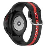 For Samsung Galaxy Watch FE Two Color Stripe Silicone Watch Band(Black Red)