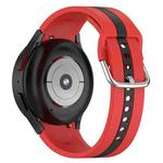 For Samsung Galaxy Watch FE Two Color Stripe Silicone Watch Band(Red Black)