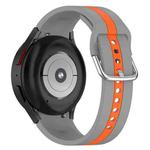 For Samsung Galaxy Watch FE Two Color Stripe Silicone Watch Band(Gray Orange)