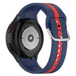 For Samsung Galaxy Watch FE Two Color Stripe Silicone Watch Band(Blue Red)